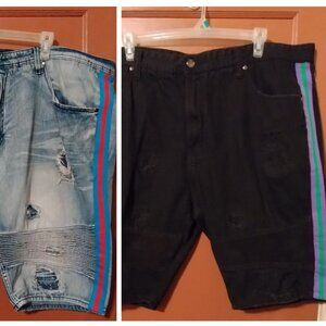 2 Makobi Men's Distressed Denim Jean Shorts SIZE 48 Jorts-READ DESCRIPTION